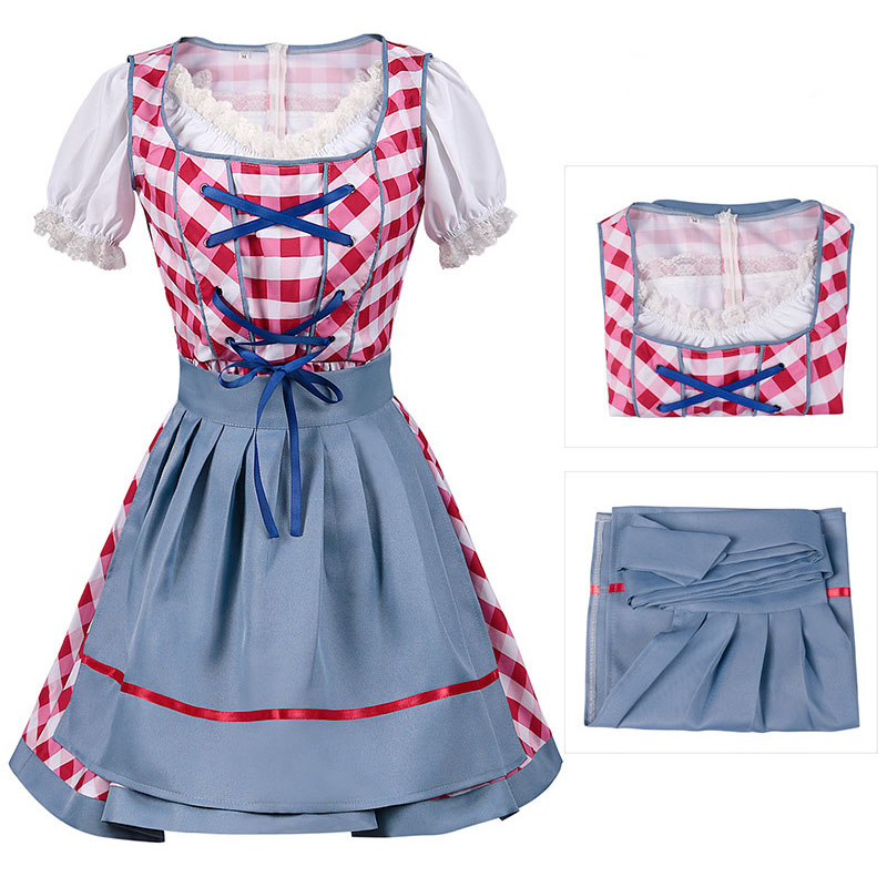 প্রাপ্তবয়স্ক Oktoberfest Dirndl দাসী ড্রেস সঙ্গে Apron